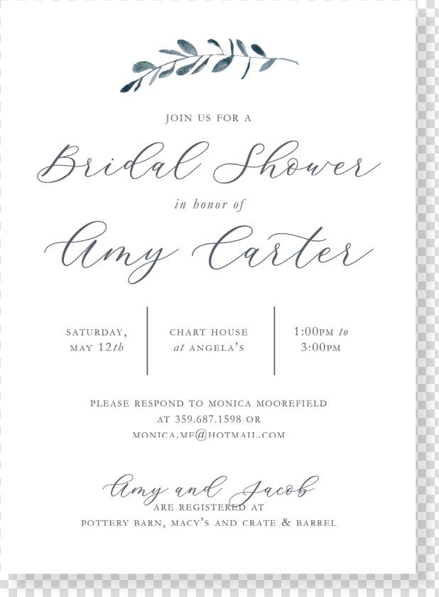 Amy Bridal Shower Invitation  HD Png DownloadTransparent PNG