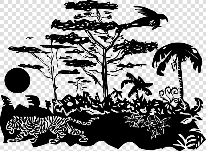 Jungle Tree Clipart Black And White Picture Freeuse   Jungle Clipart Black And White  HD Png DownloadTransparent PNG