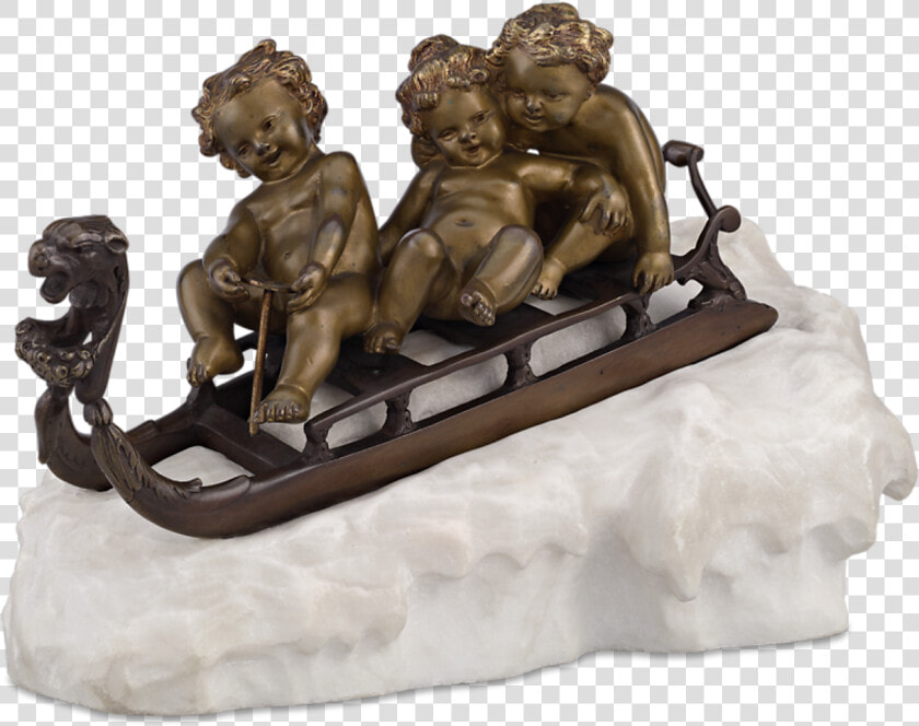 Children Sledding Bronze Sculpture By Gori   Statue  HD Png DownloadTransparent PNG