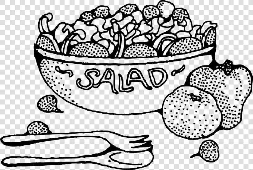 Food Salad Bowl Free Picture   Salad Black And White  HD Png DownloadTransparent PNG