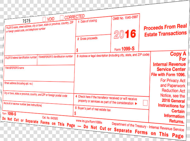 Form 1099 S  HD Png DownloadTransparent PNG