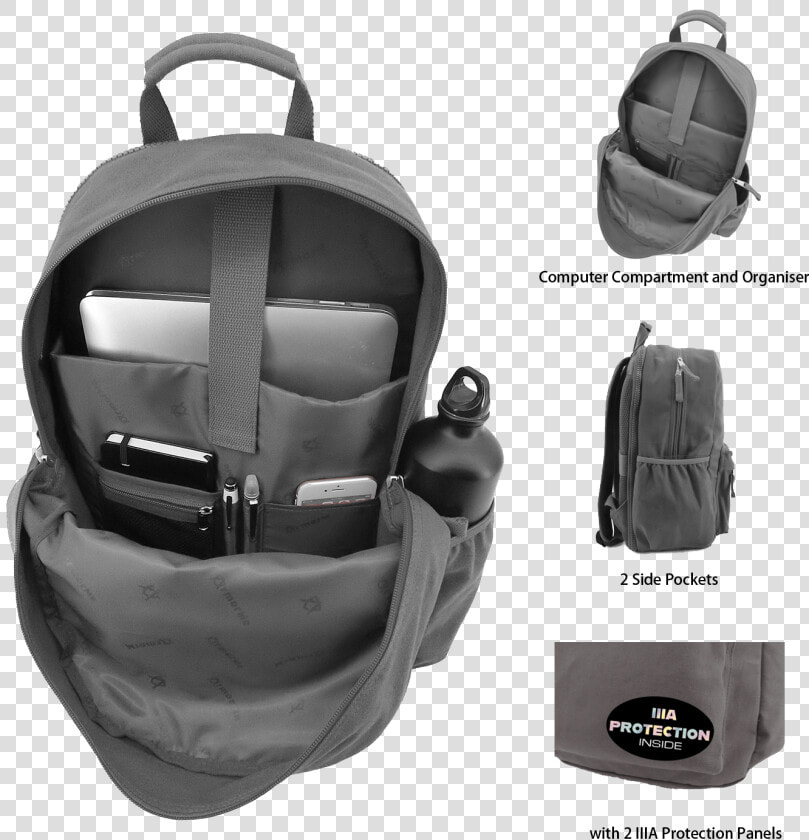 Armorme Double Bullet resistant Panels Backpack Grey   Mochila Antibalas  HD Png DownloadTransparent PNG