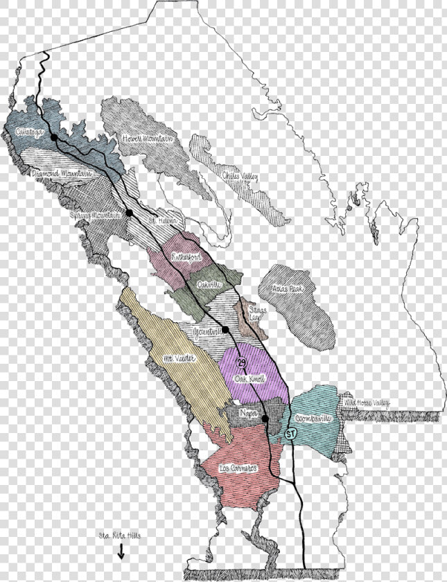 Vaca Mountains Wine Map  HD Png DownloadTransparent PNG