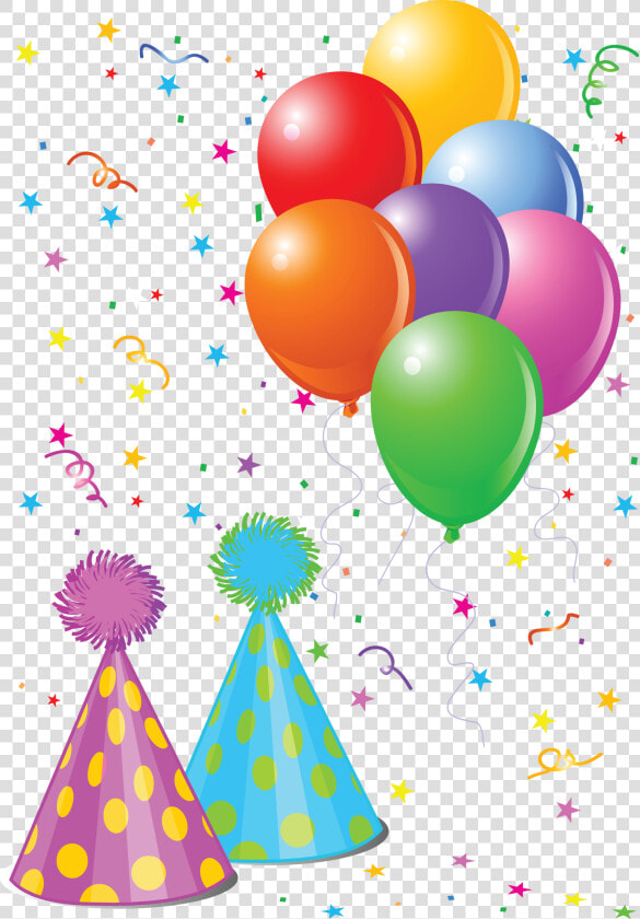 Transparent Party Hat Clipart Png   Party Hat And Confetti  Png DownloadTransparent PNG