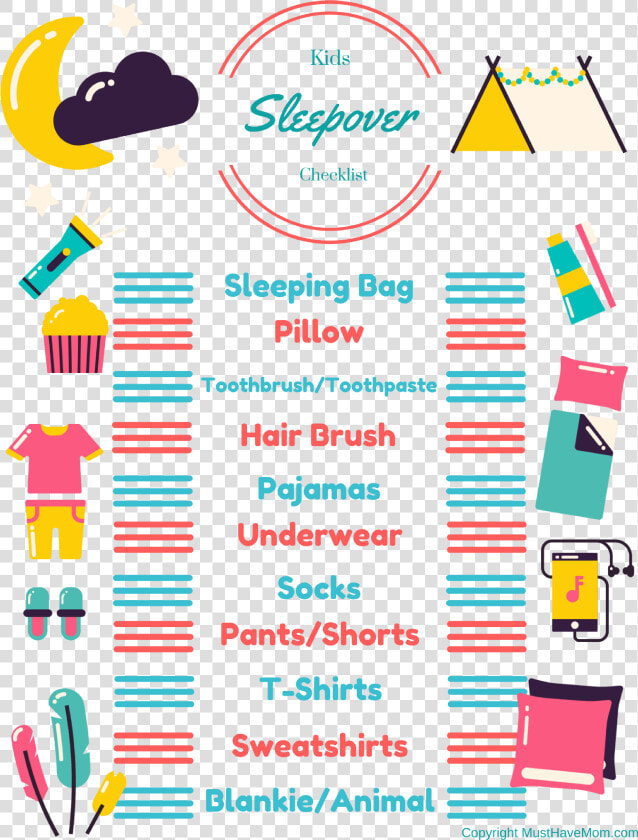 Free Printable Sleepover Checklist For Kids Kids Can   Packing List What To Pack For A Sleepover  HD Png DownloadTransparent PNG