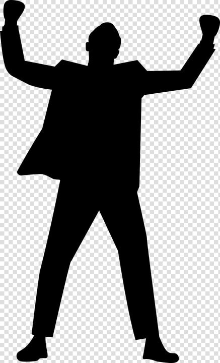 Silhouette  Businessman  Arms  Suit  Yes  Raised  Open   Success Clipart Black And White  HD Png DownloadTransparent PNG