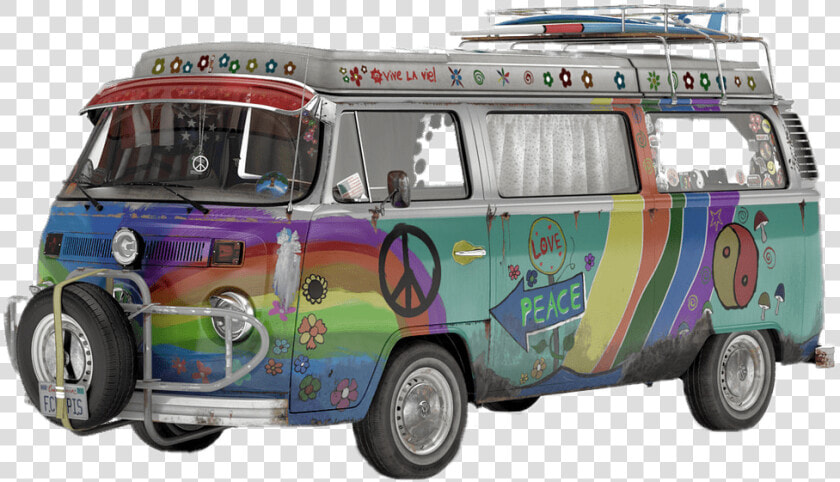 Flower Power Volkswagen Camper Van   Vw T2 Hippie Bus  HD Png DownloadTransparent PNG