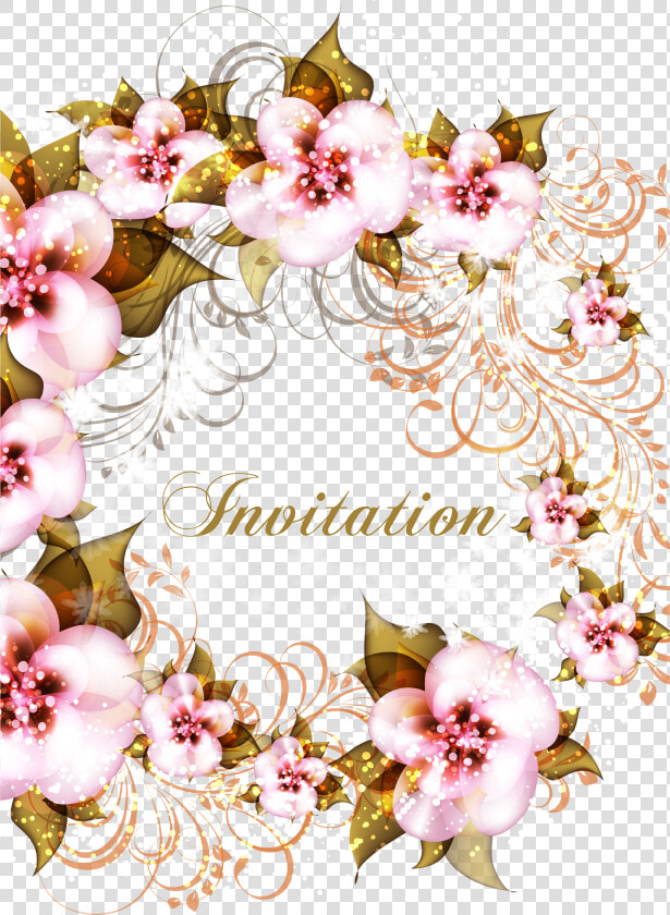 Image Royalty Free Download Flower Pink Floral Invitations   Invitations Wedding Png  Transparent PngTransparent PNG