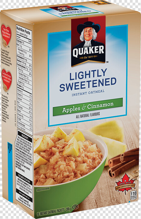 Quaker® Lightly Sweetened Apples  amp  Cinnamon Instant   Quaker Oats High Protein Oatmeal  HD Png DownloadTransparent PNG