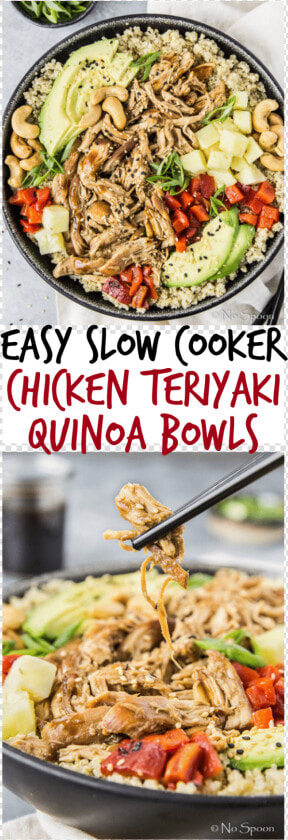 Easy Slow Cooker Chicken Teriyaki Quinoa Bowls Long   Side Dish  HD Png DownloadTransparent PNG