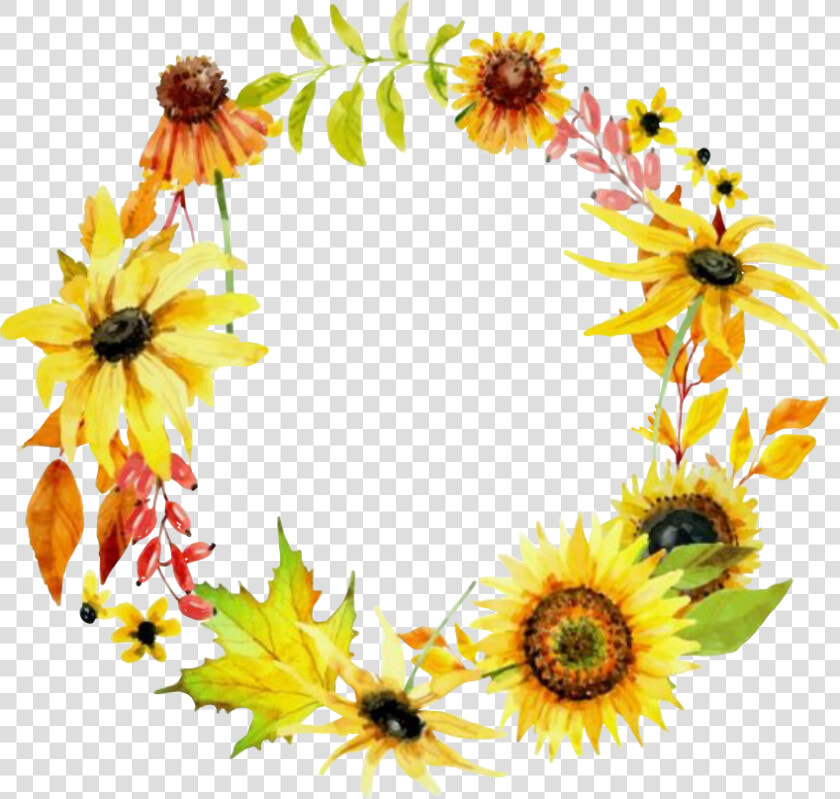  fall  fallcolors  hellofall  sunflowers  fallflowers   Sunflower Wreath Clipart Free  HD Png DownloadTransparent PNG