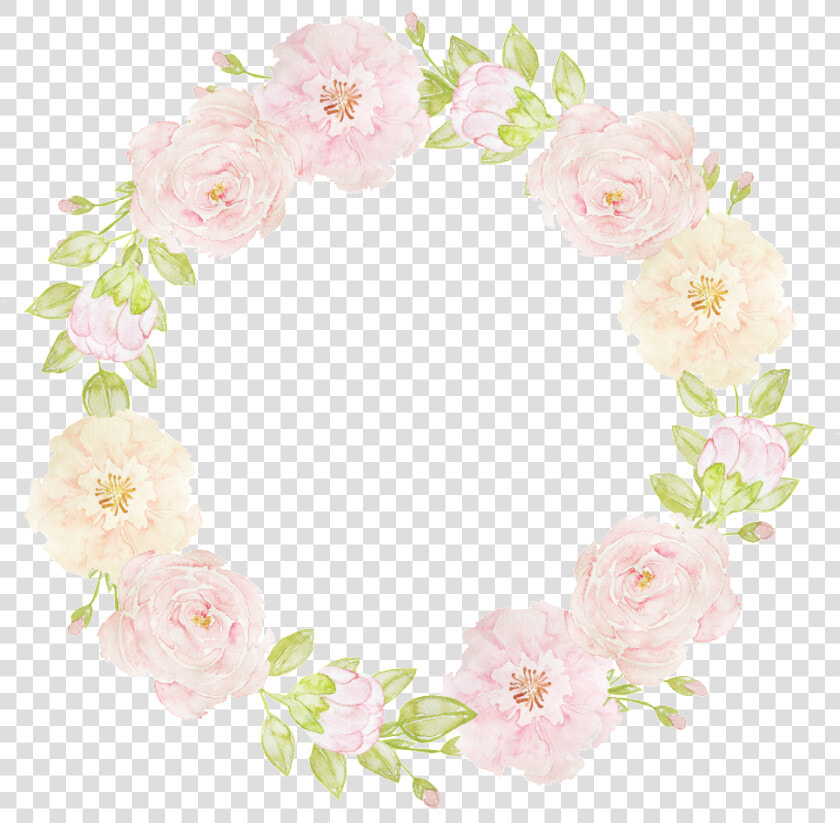 Teenage Heart Pink Flowers Hand Drawn Wreath Decorative   Garden Roses  HD Png DownloadTransparent PNG