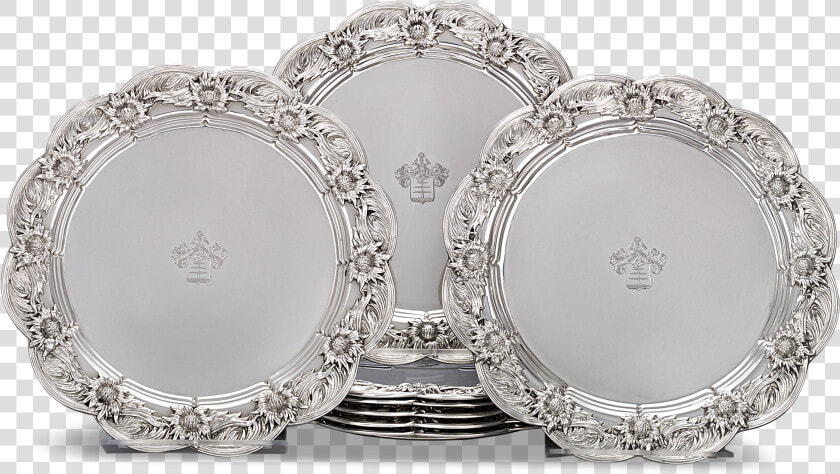 Chrysanthemum Sterling Silver Dinner Plates By Tiffany   Silver  HD Png DownloadTransparent PNG