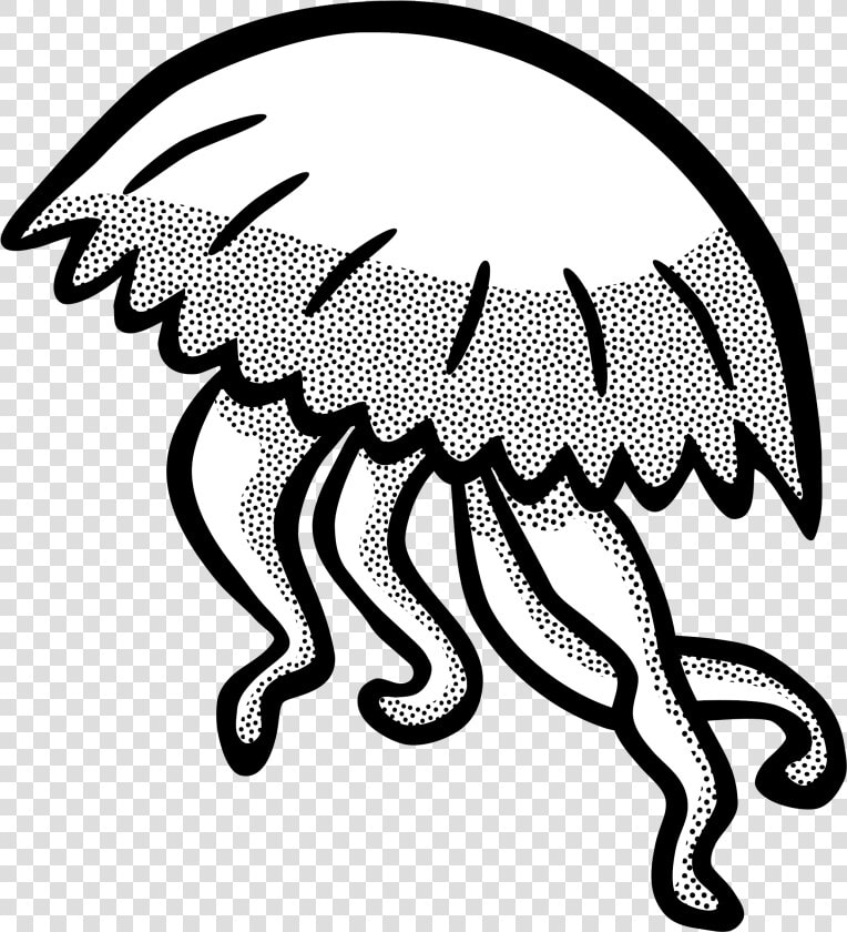 Lineart Clip Arts   Jellyfish Clipart Black And White  HD Png DownloadTransparent PNG