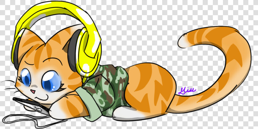 Cat Listening To Music Clipart   Funny Cat Cartoon Png  Transparent PngTransparent PNG