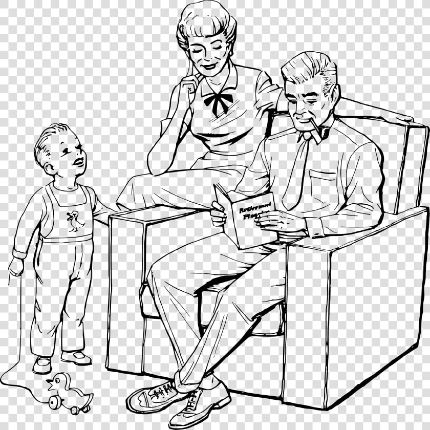 Reading Family Clip Arts   Drawing Of A Nuclear Family  HD Png DownloadTransparent PNG