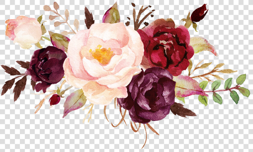 Transparent Watercolor Bouquet Png   Burgundy Watercolor Flowers Png  Png DownloadTransparent PNG