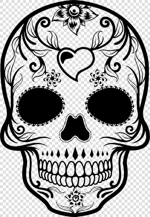 Line Art head skull   Day Of The Dead Skull Drawing  HD Png DownloadTransparent PNG