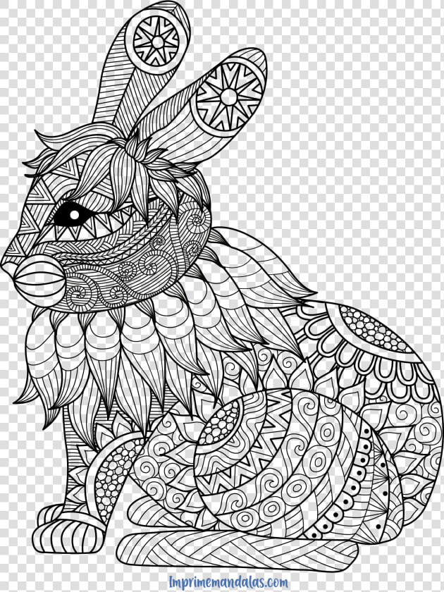 Mandala De León 02 Para Colorear U2022 Imprime Mandalas   Zentangle Rabbit  HD Png DownloadTransparent PNG