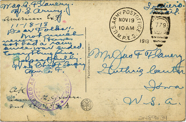 Postcard Mailed From France  World War I   Postcard From World War 1  HD Png DownloadTransparent PNG