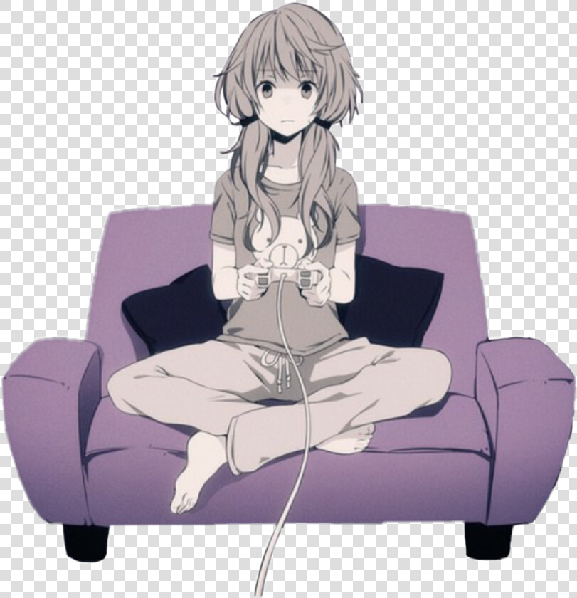 Just A Gamer Girl Playing Video Games   Gamer Girl Anime Ps4  HD Png DownloadTransparent PNG