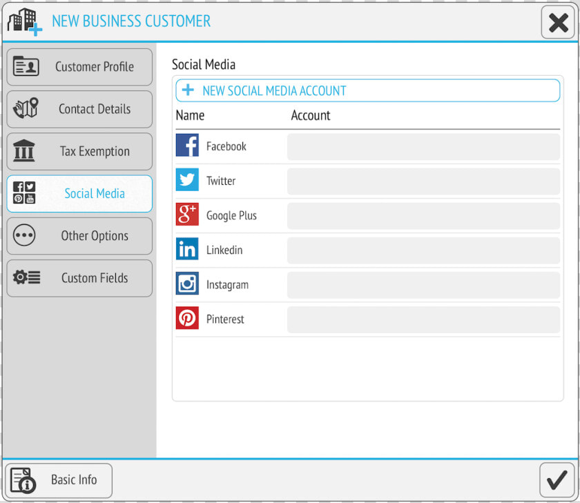 Add New Customer   Social Media Profile Inputs  HD Png DownloadTransparent PNG