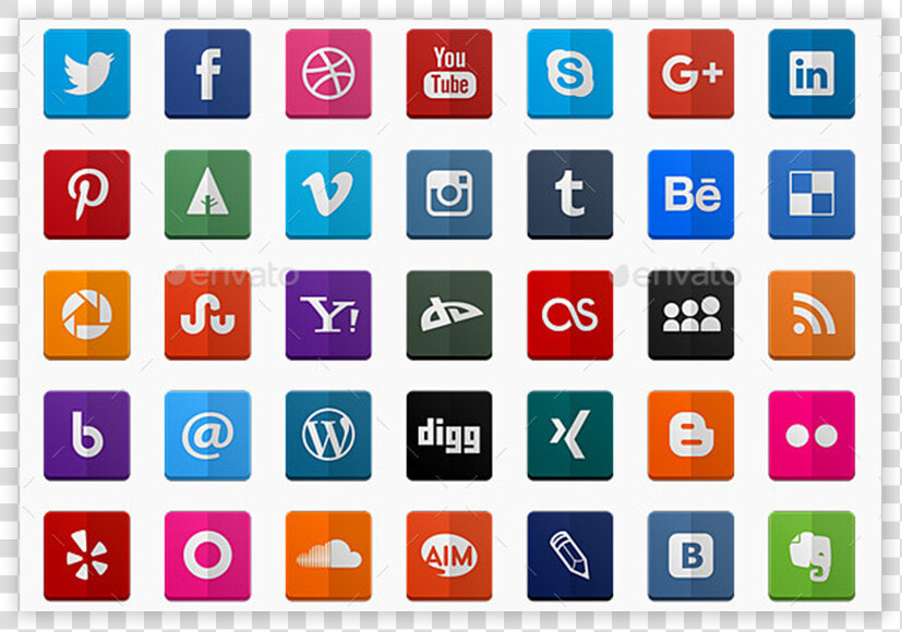 Flat Icons Set   Social Media Email Web Icons Square  HD Png DownloadTransparent PNG