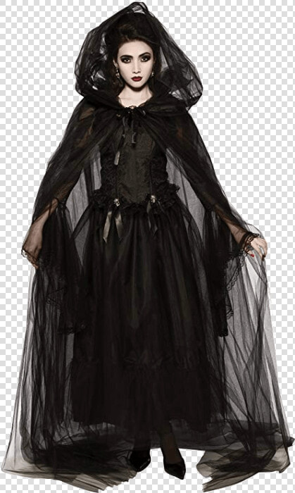 Adult Witch Black Halloween Costumes   Costumes With Black Cape  HD Png DownloadTransparent PNG