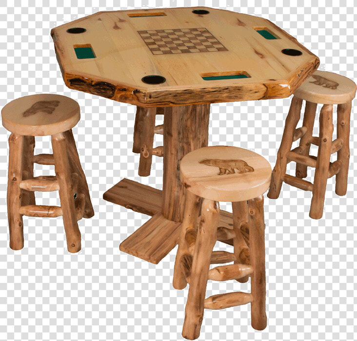 Aspen Log Round Game Table W  Cup Holders   Bar Table Cup Holder  HD Png DownloadTransparent PNG