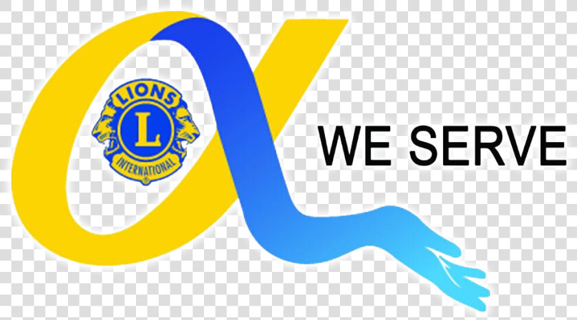 Lions Alpha Ribbon We Serve With A Blue Hand   Lions Club Logo We Serve  HD Png DownloadTransparent PNG