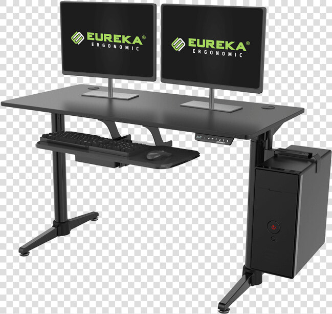 Electric Height Adjustable Desk   Height Adjustable Desk With Keyboard Tray  HD Png DownloadTransparent PNG