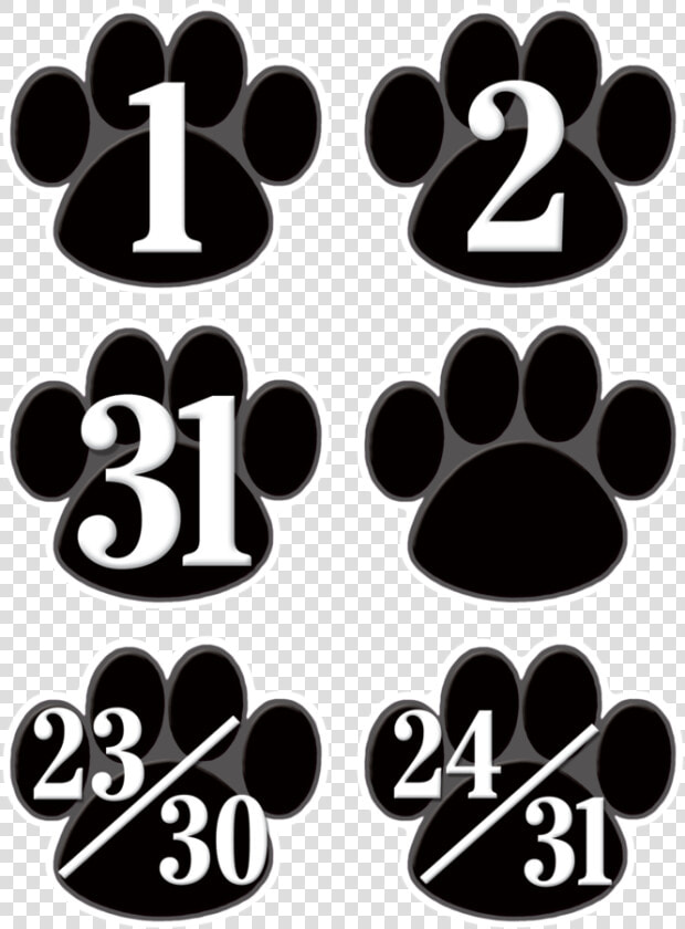 Tcr5232 Black Paw Prints Calendar Days Image   Paw Print Calendar Numbers  HD Png DownloadTransparent PNG