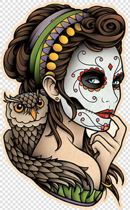 Tattoo Flash La Calavera Catrina Dead Of Clipart   Catrina Traditional Tattoo Flash  HD Png DownloadTransparent PNG