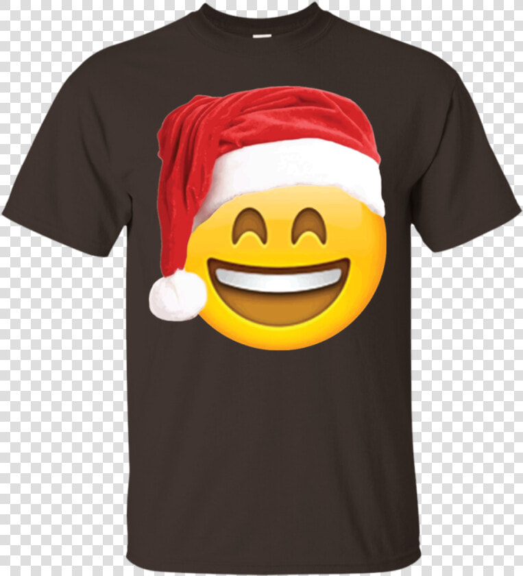 Emoji Christmas Shirt Smiley Face Santa Hat Family   T shirt  HD Png DownloadTransparent PNG