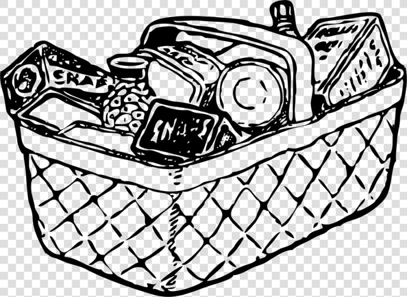 Grocery Store Supermarket Picnic Baskets Shopping Bags   Gift Basket Clipart Black And White  HD Png DownloadTransparent PNG