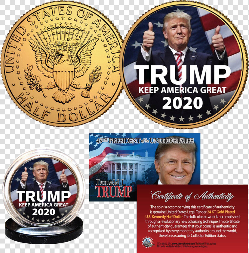 24k Gold Trump 2020 Collector Coin Jfk Half Dollar   Vampirella Collectible Coin  HD Png DownloadTransparent PNG