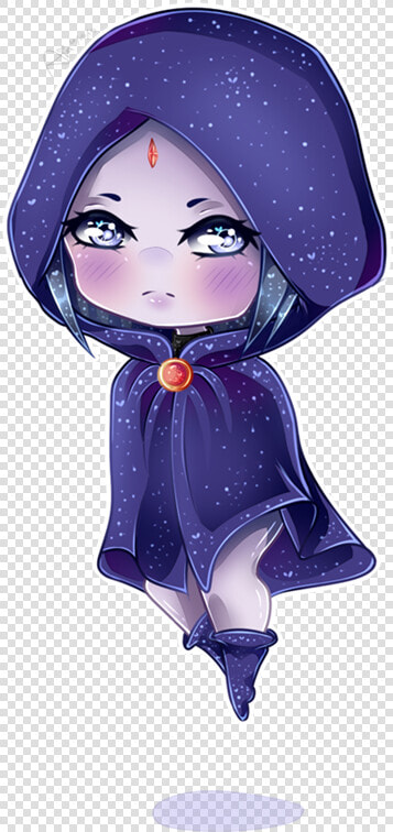 Raven Starfire Robin Blue Violet Purple Cartoon Fictional   Teen Titans Raven Chibi  HD Png DownloadTransparent PNG