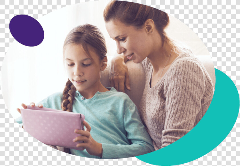 Parent And Kid Using Tablet Together   Mother  HD Png DownloadTransparent PNG