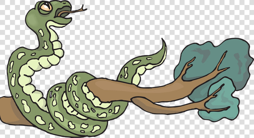 Snake  Tree  Branch  Leaves  Reptile  Hissing  Curled   Cara Menggambar Ular Di Pohon  HD Png DownloadTransparent PNG