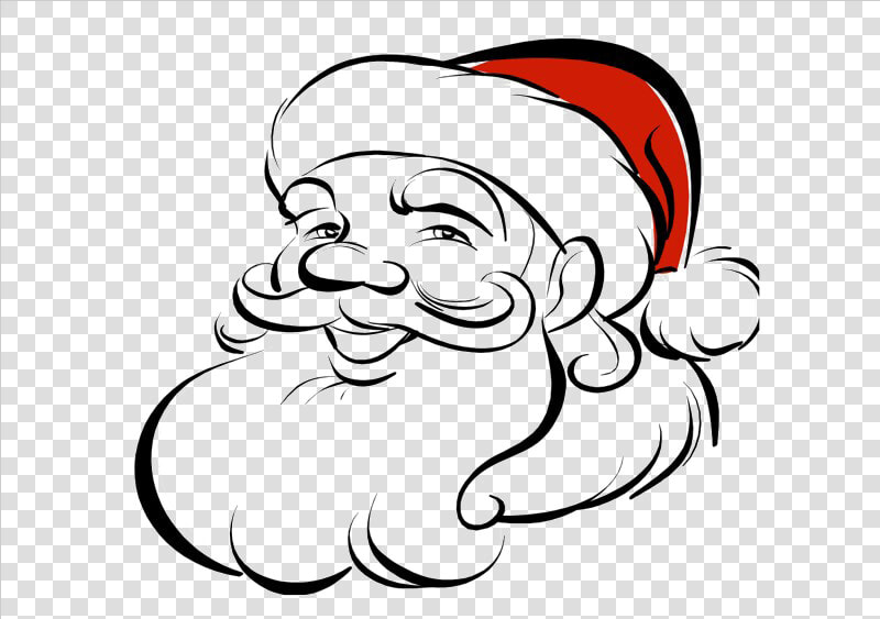 Vector Santa Face   Christmas Clipart Black And White Santa  HD Png DownloadTransparent PNG