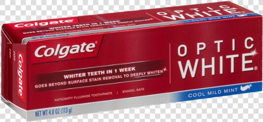 Colgate Optic White Toothpaste Box  HD Png DownloadTransparent PNG