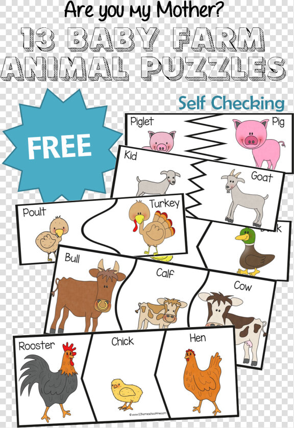 Transparent Baby Animals Png   Farm Animal Puzzles Printable  Png DownloadTransparent PNG