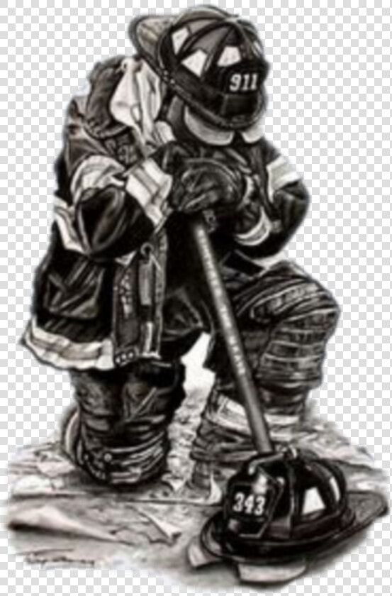  firefighter  kneel   9 11 Firefighter Drawing  HD Png DownloadTransparent PNG