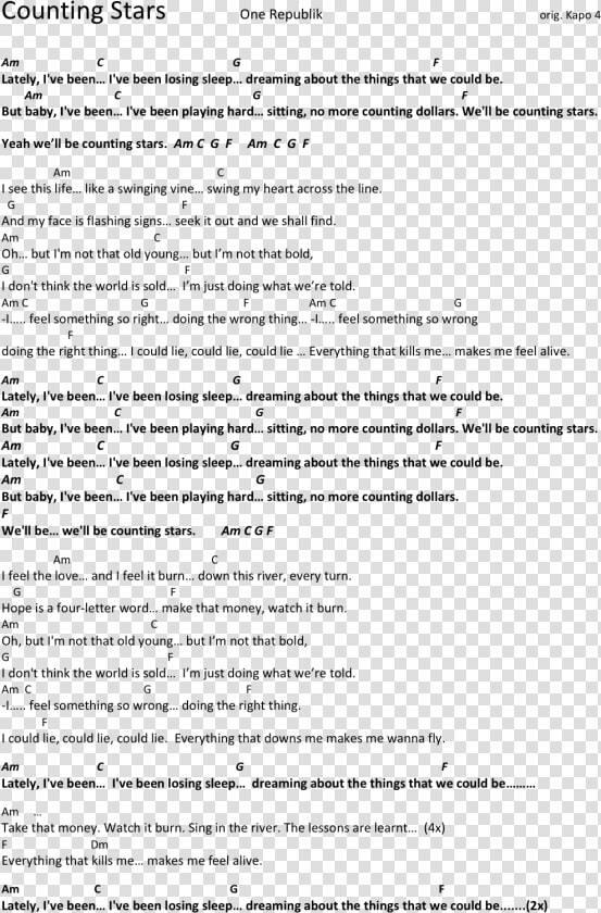 Counting Stars  Chords  Lyrics  Tutorial   Icsi Executive Question Paper  HD Png DownloadTransparent PNG