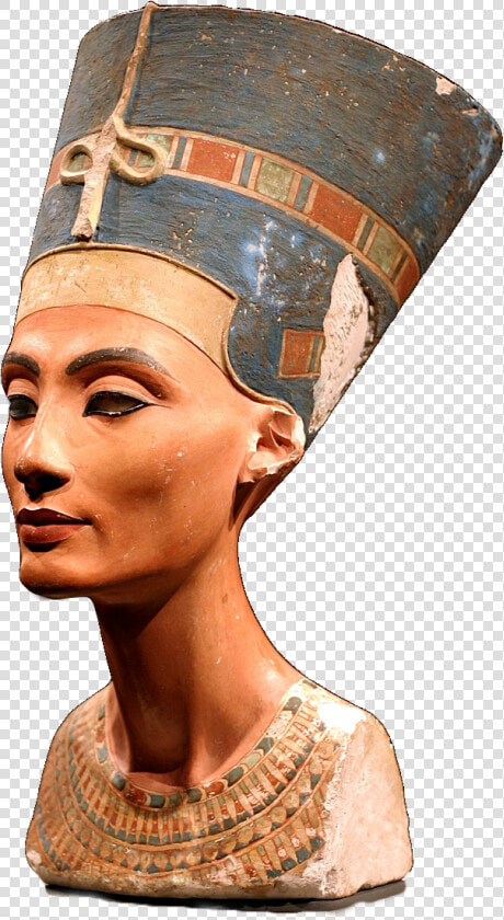 Transparent Greek Bust Png   Queen Nefertiti Painted Limestone  Png DownloadTransparent PNG