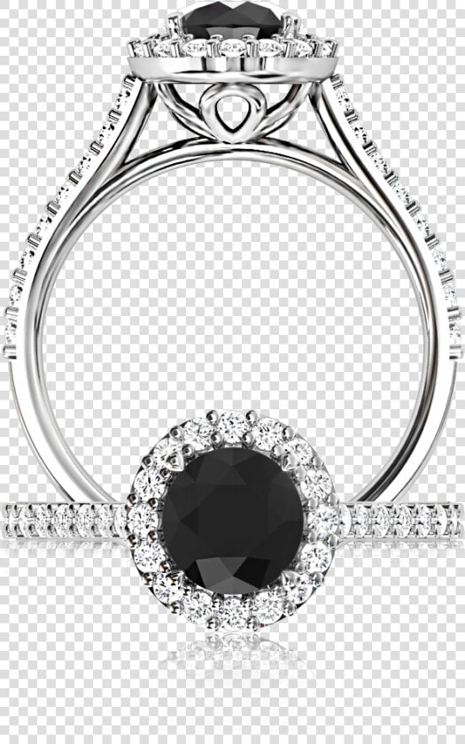 7117 Natural Coloured Diamonds Black Halo Ring  HD Png DownloadTransparent PNG