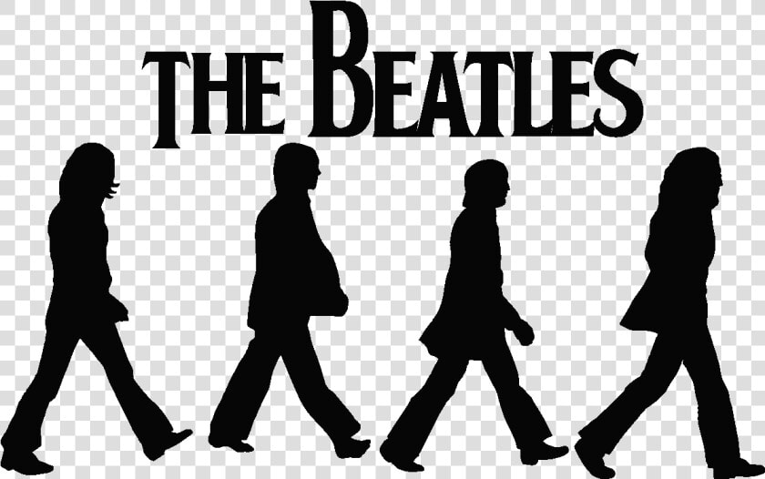 The Beatles Silhouettes On Abbey Road Black And White   Beatles Abbey Road Logo  HD Png DownloadTransparent PNG