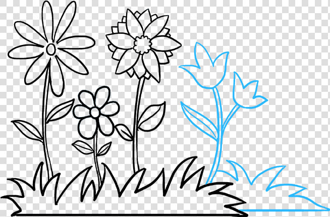 How To Draw Flower Garden   Draw A Flower Garden  HD Png DownloadTransparent PNG