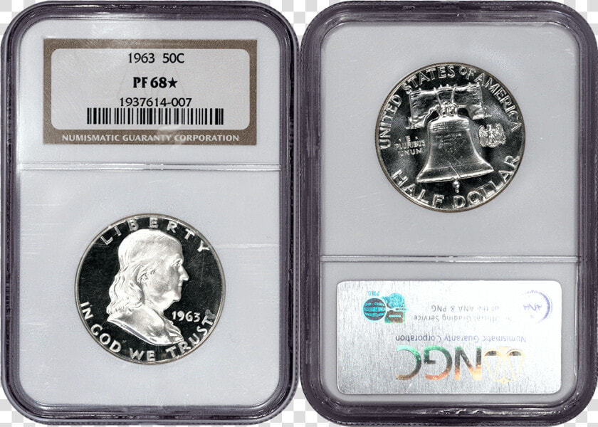 Proof 1963 Franklin Half Dollar   Ngc Pf 68 Star   Silver  HD Png DownloadTransparent PNG