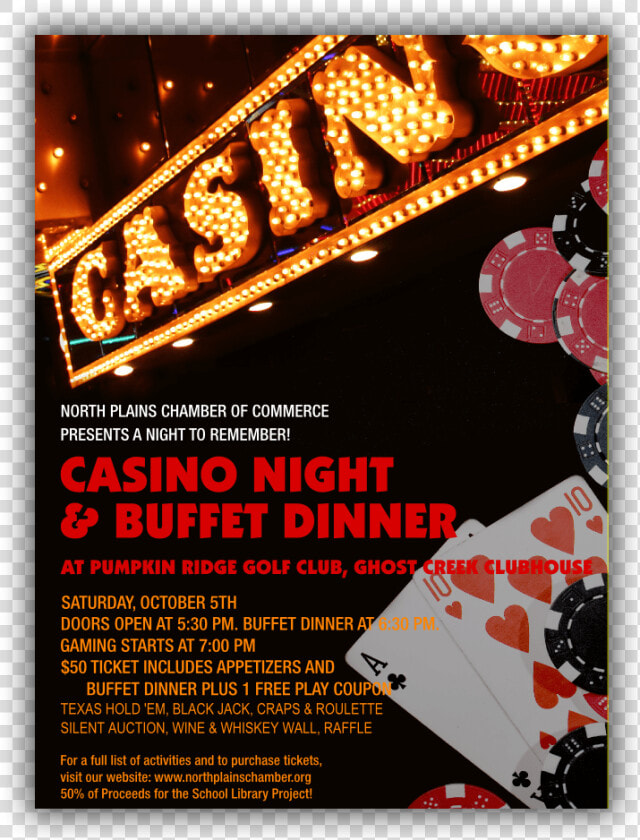 Advertisement For Casino Night  amp  Buffet Dinner   Flyer  HD Png DownloadTransparent PNG